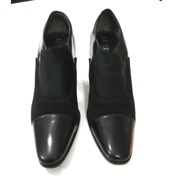 Alberto Gozzi Italian luxury designer leather fabric High Mary Jane block heels - Picture 2 of 6